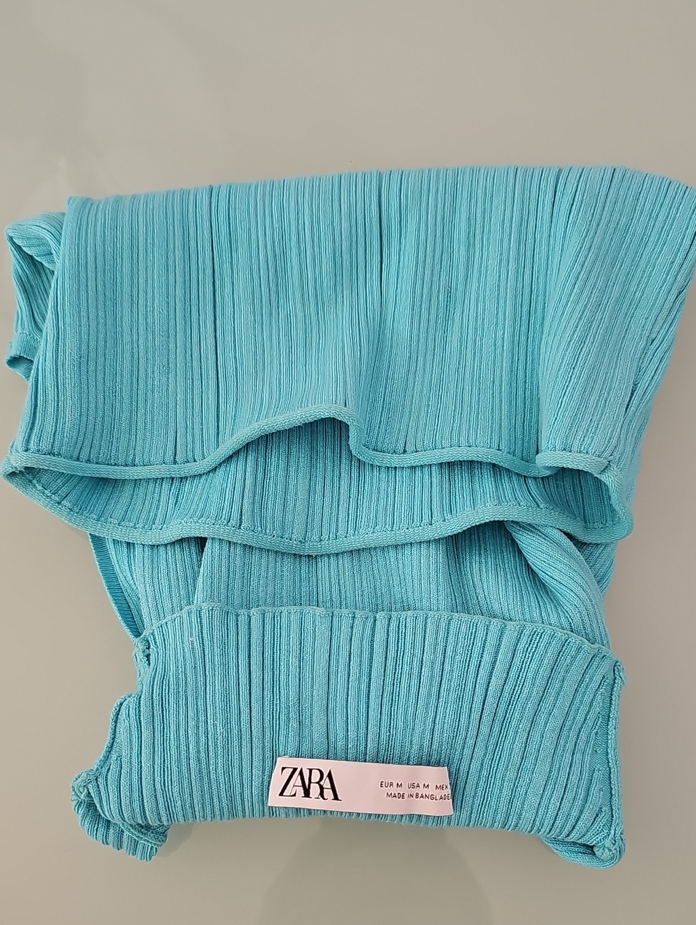 Sleeveless Ribbed Button-Back Top - Aqua - Picture 4 of 5
